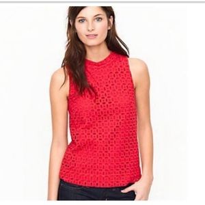 J Crew red eyelet women’s sleeveless high collar